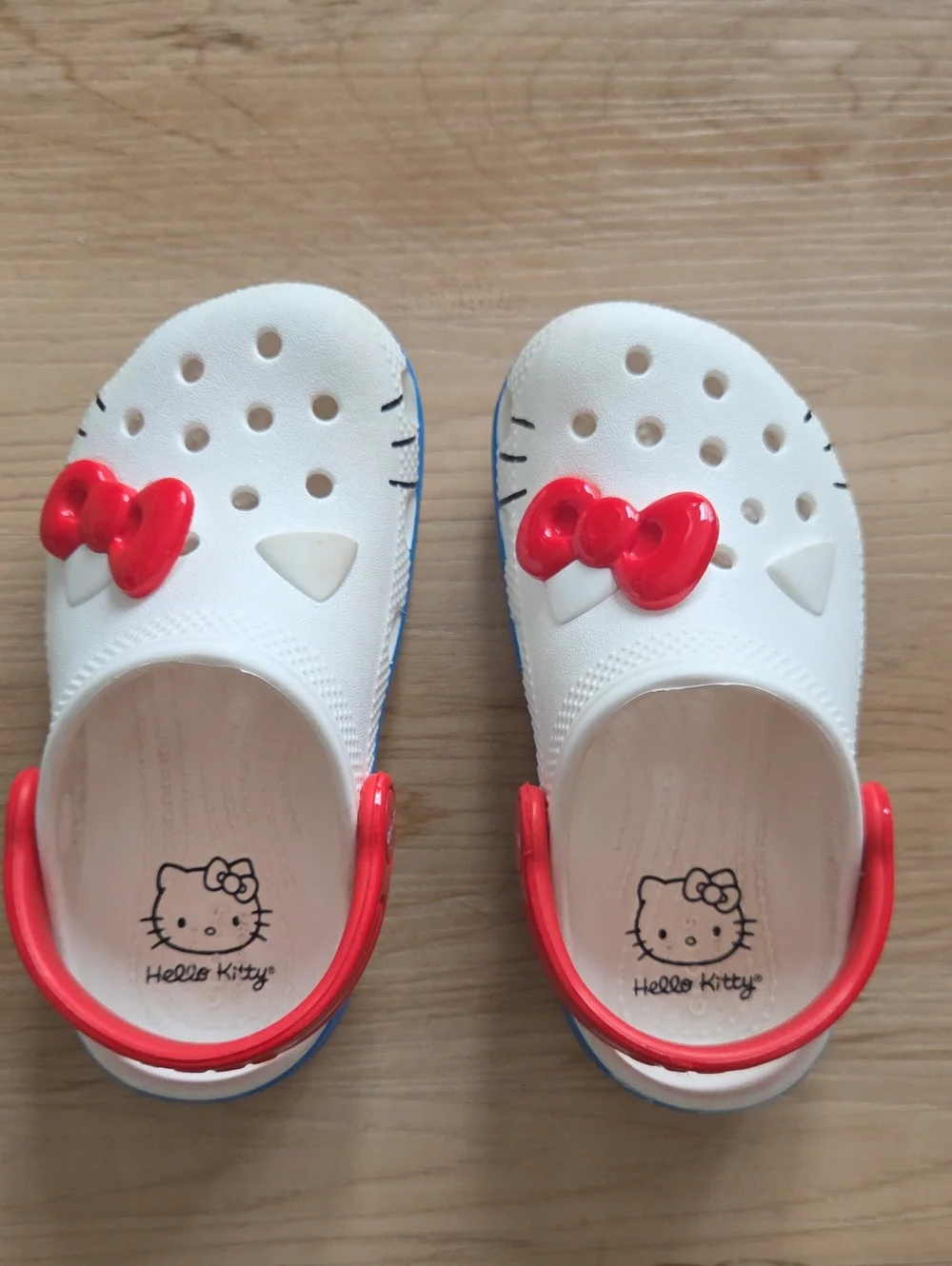 Hello Kitty Toddler Crocs with Red Bow and Blue Trim